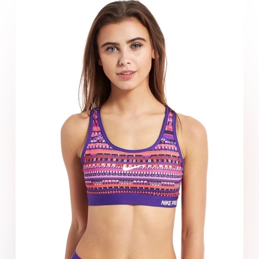 Nike Purple and Pink Geometric Sports Bra